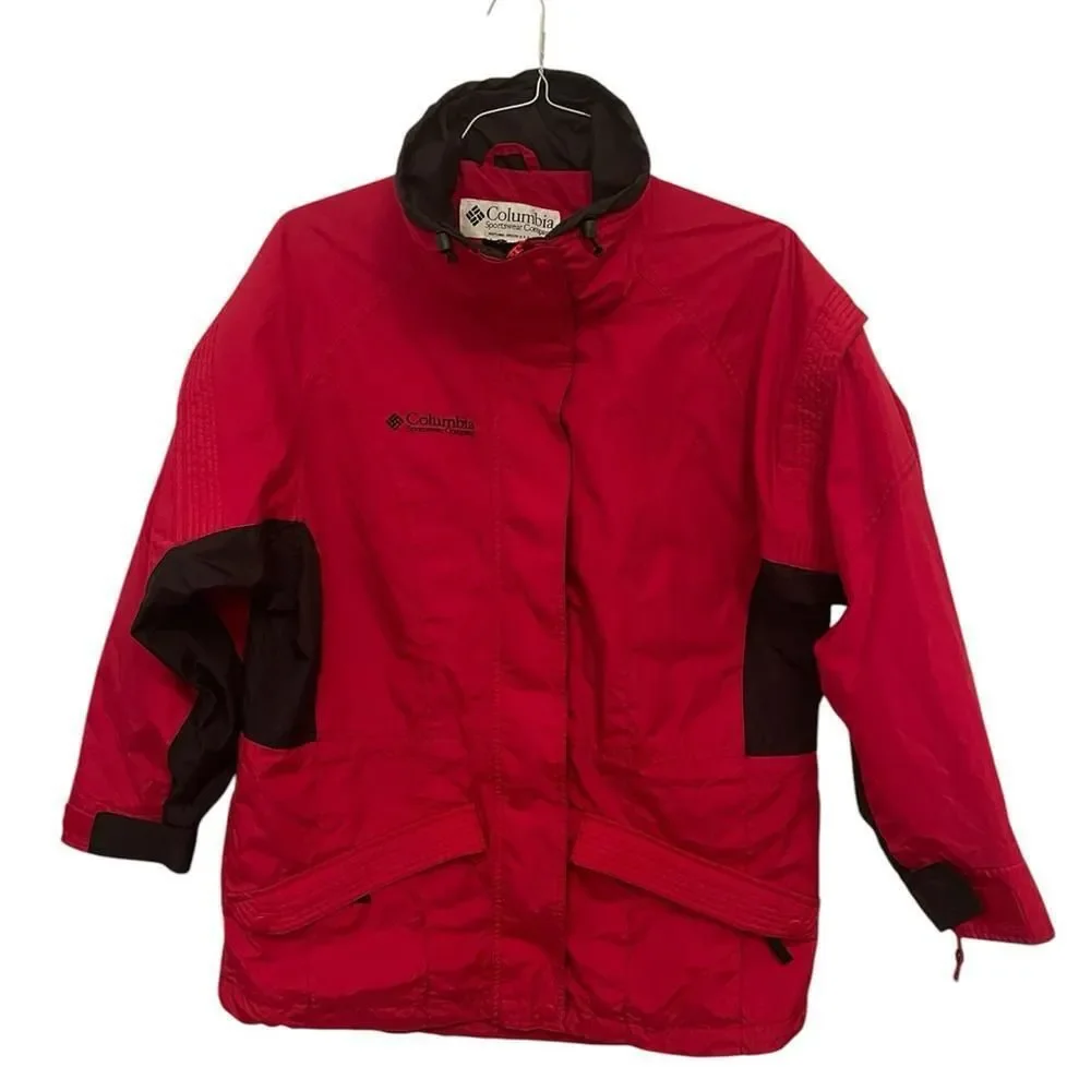 Columbia Gizmo Jacket Coat Shell Full Zip Zipper Black/Red Pocket Women’s Small - Picture 1 of 8